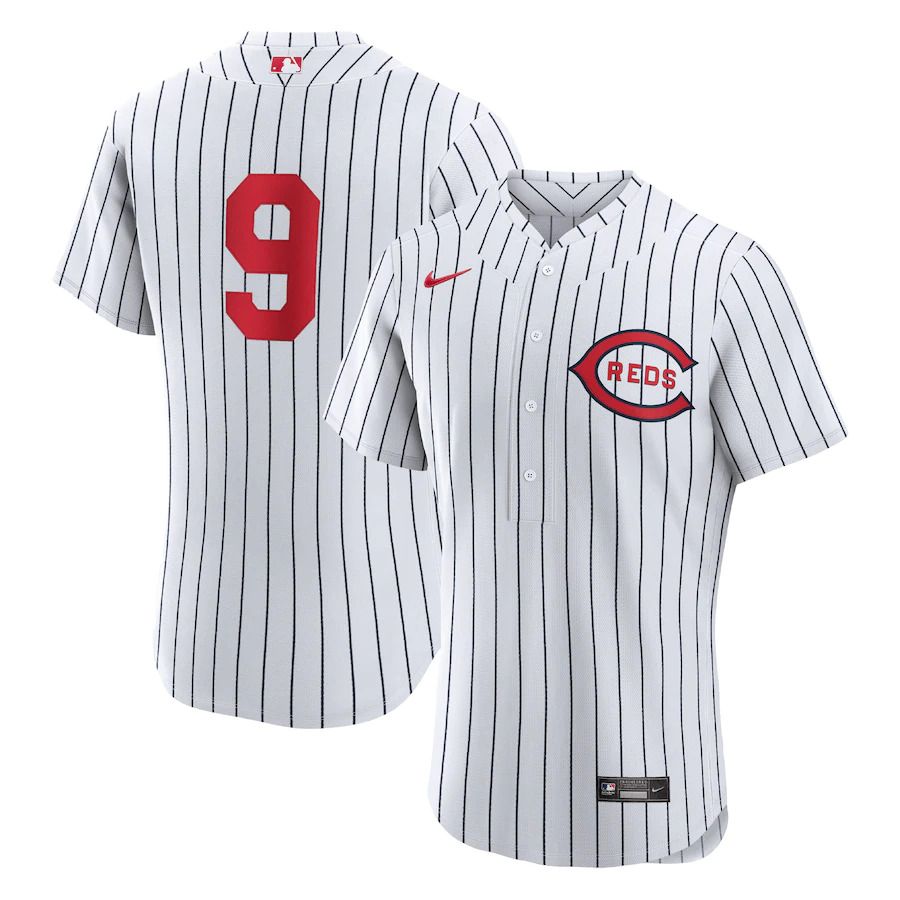 Men Cincinnati Reds 9 Mike Moustakas Nike White 2022 MLB at Field of Dreams Game Authentic Player Jersey